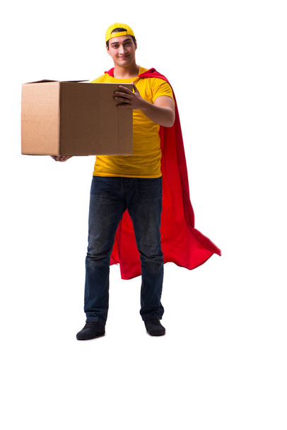 Super hero delivery guy isolated on white - Photo, Image