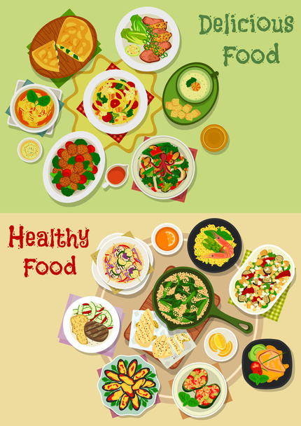 Набір значків основної їжі для дизайну теми їжі
 - Вектор, зображення