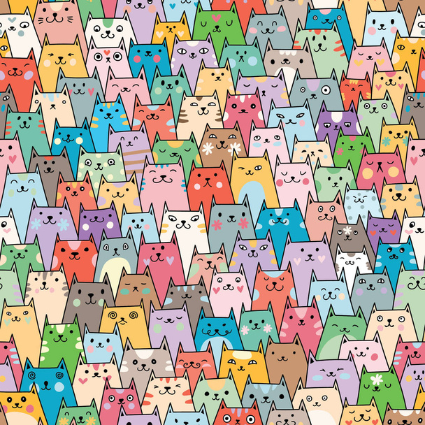 Funny cat's heads seamless vector pattern - Vector, Imagen