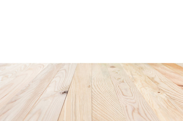 Empty top of wooden table or counter isolated on white backgroun - Valokuva, kuva