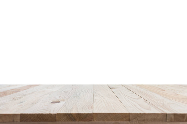 Empty top of wooden table or counter isolated on white backgroun - Фото, зображення