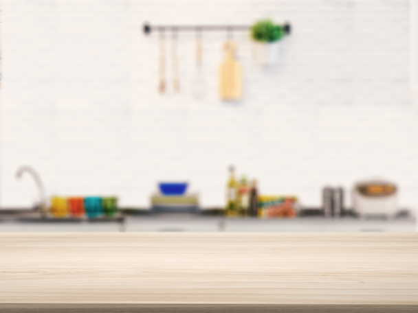 деревянная столешница с кухонным фоном
 - Фото, изображение