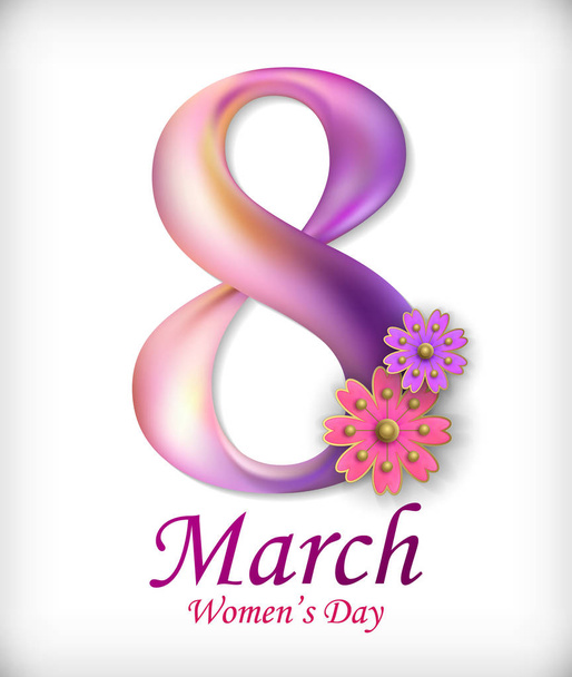 8 March Womens Day greeting card template - Vector, Image