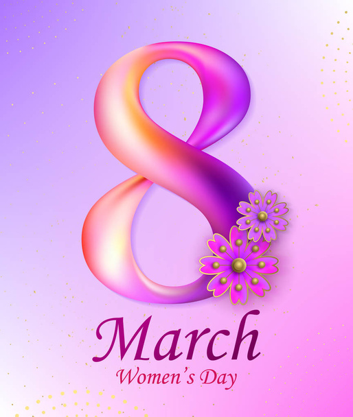 8 March Womens Day greeting card template - Vector, afbeelding