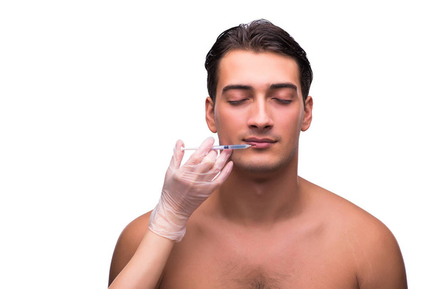 Man undergoing plastic surgery isolated on white - Фото, зображення