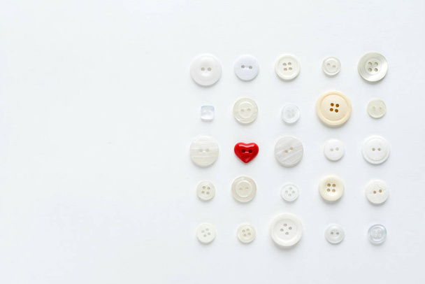 white buttons with red heart - Photo, Image