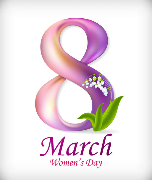 8 March Womens Day greeting card template. Amazing figure eight. Vector - Vektor, Bild