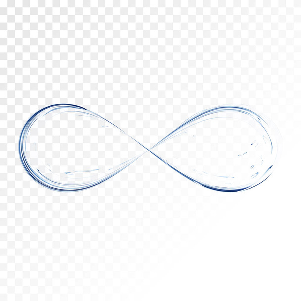 Infinity symbol. Blue water splash transparent. Aqua as not endless and limitless resource, ecological problem concept. vector 3d illustration - Vektor, Bild