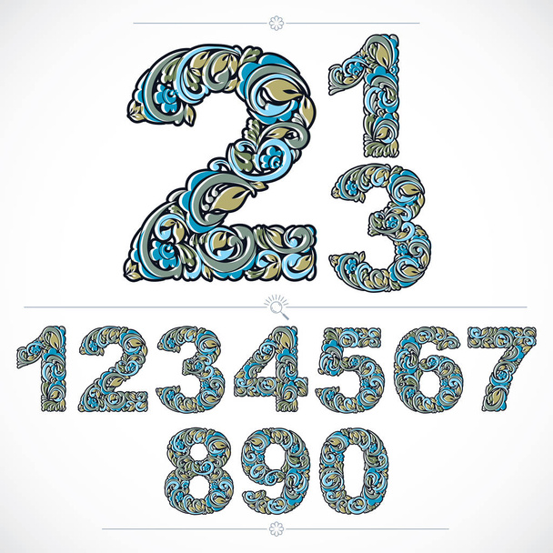Set of ornate numbers - Vector, imagen
