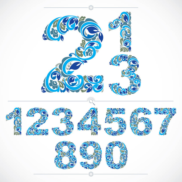 Set of ornate numbers - Vektori, kuva