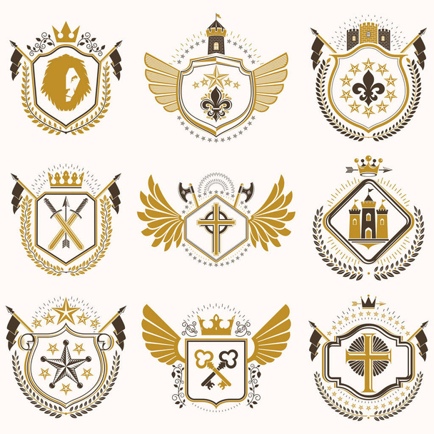 Heraldic emblem icon - Вектор,изображение
