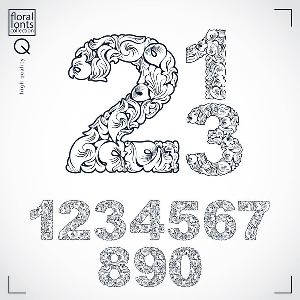 Set of ornate numbers - Vector, imagen
