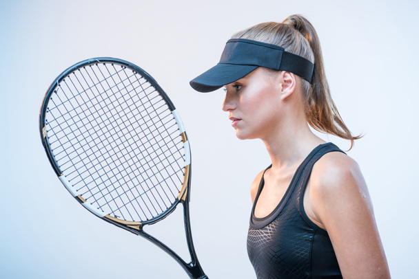 woman with tennis racket - Zdjęcie, obraz