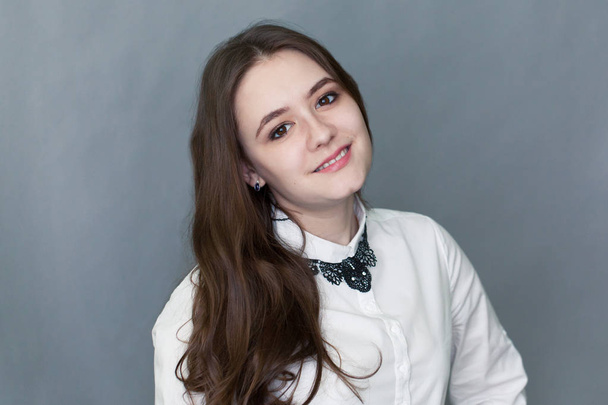 Portrait of happy nice schoolgirl teenager - Valokuva, kuva