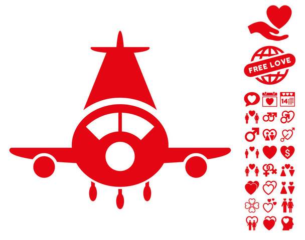 Cargo Plane Icon with Valentine Bonus - Vector, Image