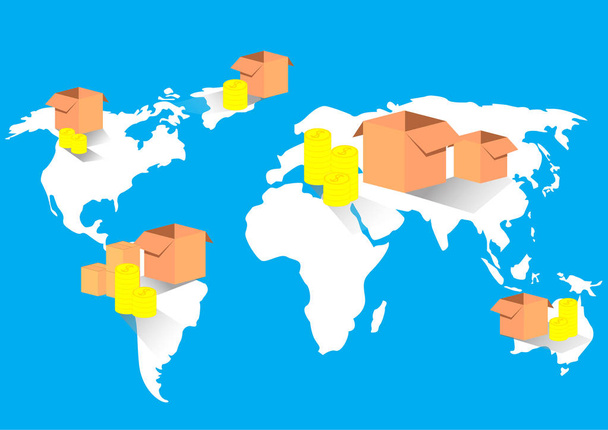 ビジネス輸出輸入国際貿易世界地図  - ベクター画像