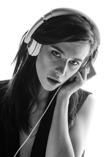 mujer hipster en auriculares
 - Foto, Imagen
