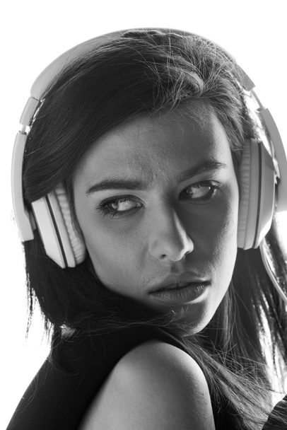 hipster woman in headphones - Zdjęcie, obraz