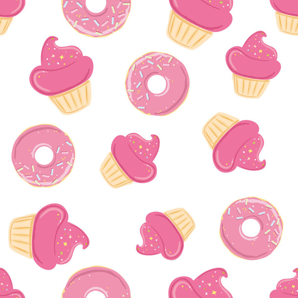 Seamless pattern with pink sweets - Vector, imagen