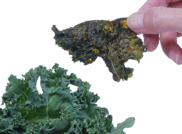 Kale Chip near fresh kale - Photo, Image