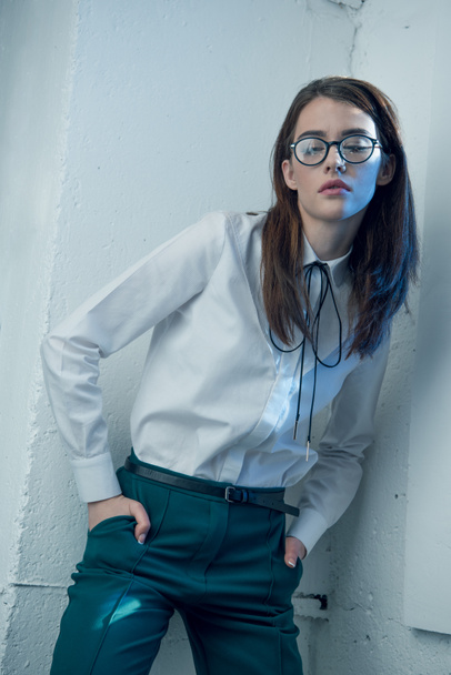 stylish hipster woman in glasses - 写真・画像