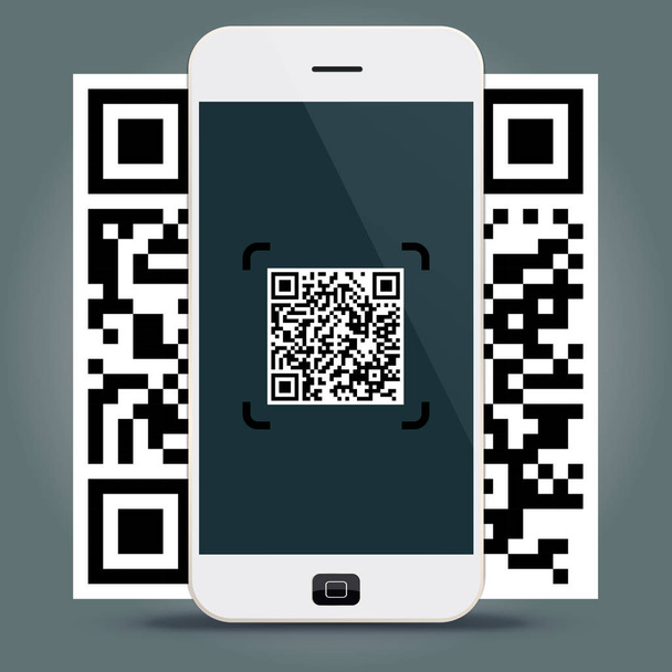 QR kodları bir smartphone - hızlı yanıt kodu iş Infographic şablon kodunu çözme - Vektör, Görsel