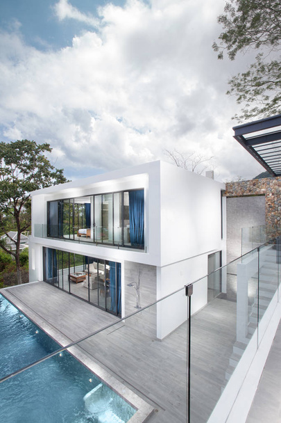 view of nice modern villa  with swimming pool  - Photo, Image