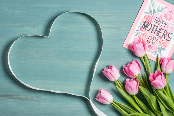 Mothers day card and tulips   - Photo, Image