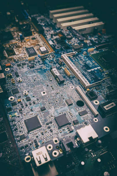 Computer motherboard electrical components - Fotoğraf, Görsel