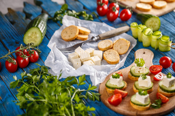 Sandwiches with feta cheese - Photo, image