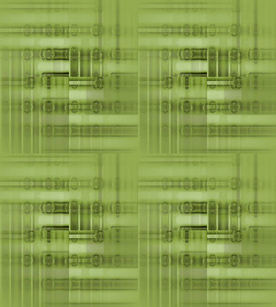 Seamless ellipses and stripes pattern light green shifted - Photo, Image