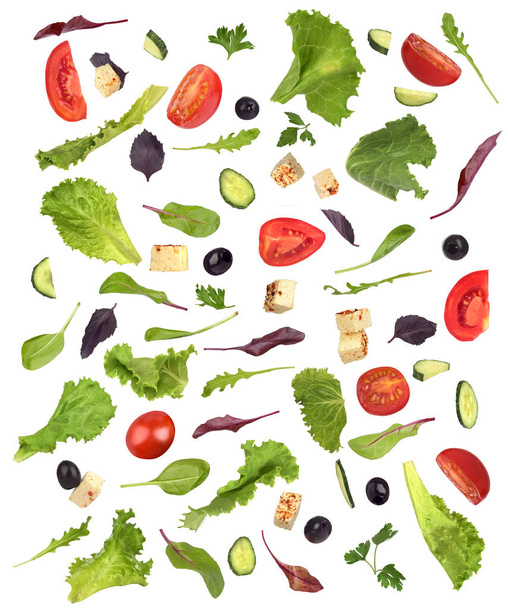 Salad Set with ingredients on a white background - Photo, Image