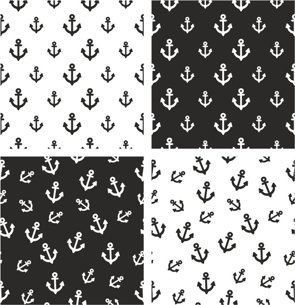 Boat Anchor Big & Small Aligned & Random Seamless Pattern Set - Вектор, зображення