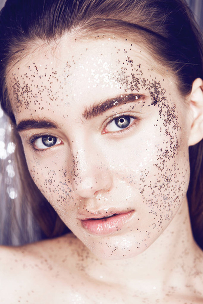 Portrait of girl with glitter make up - Photo, Image