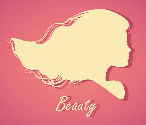 Silhouette head with hair.Vector illustration of woman beauty salon - Vector, Imagen