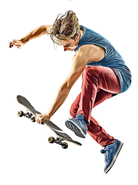 skateboarder young teenager man isolated - Photo, Image