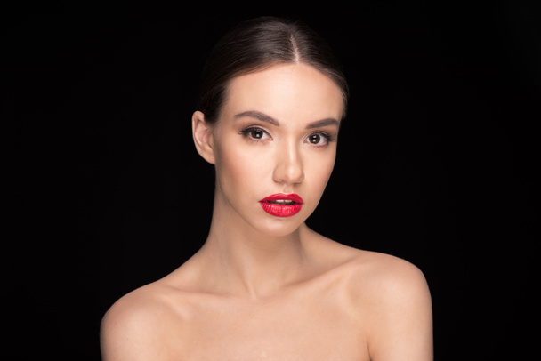 woman with red lips - Фото, изображение