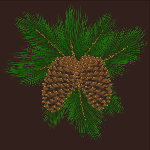 Pine cones with pine needles - Vector, Image