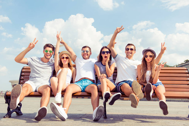 Group of happy young friends having fun at summertime - Фото, зображення