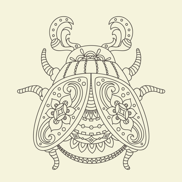 Hand drawn beetle/bug coloring page. - ベクター画像