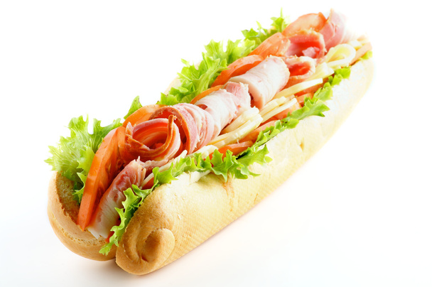 großes leckeres Baguette-Sandwich - Foto, Bild
