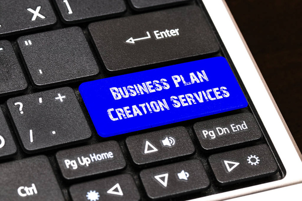 Concetto di affari - creazione di un piano blu Business servizi pulsante o - Foto, immagini