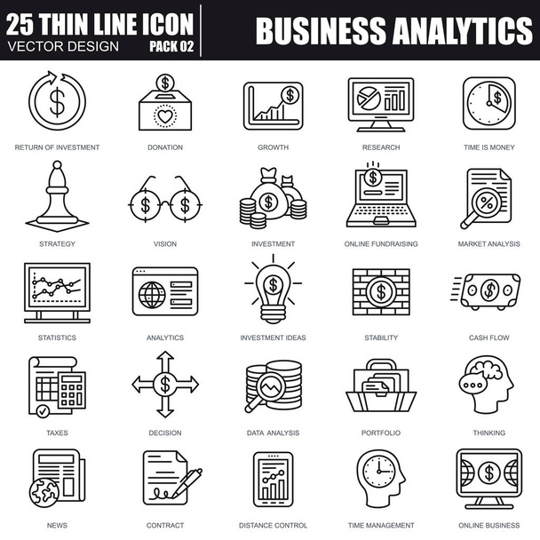 Тонкие линии бизнеса и маркетинговые иконы
  - Вектор,изображение