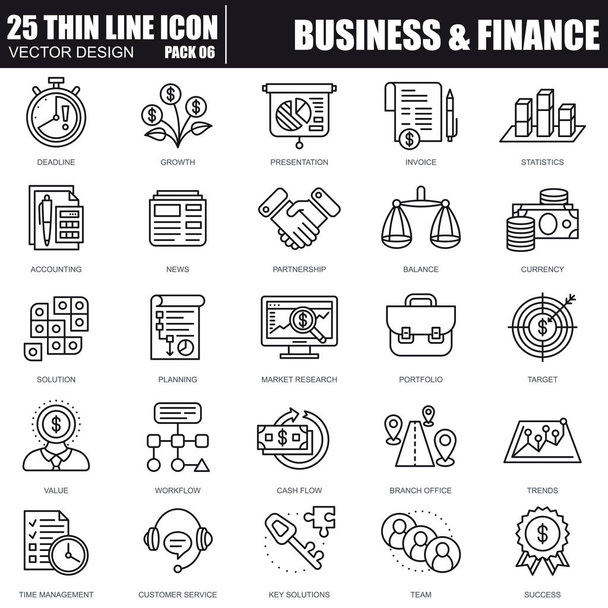 Thin line banking and finance icons set  - Vector, Image