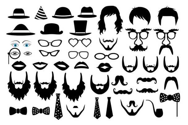 hipster retro icon party set vector - Διάνυσμα, εικόνα