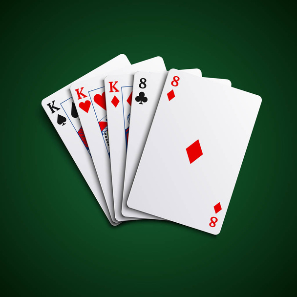 Poker hand cards full house template - Вектор,изображение