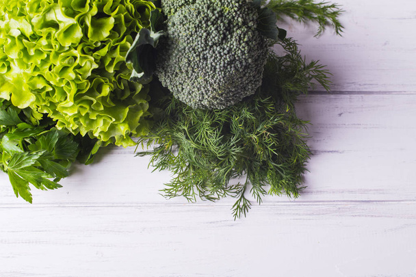 Fresh tasty lettuce, parsley and broccoli - Foto, immagini