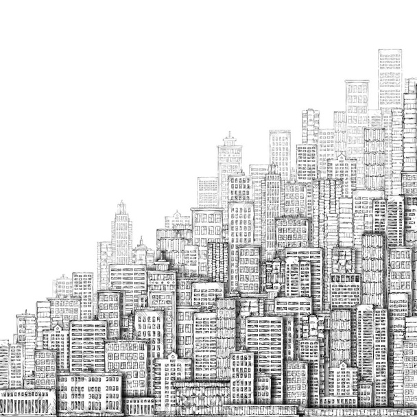 City landmark background. Hand drawn illustration - Photo, Image