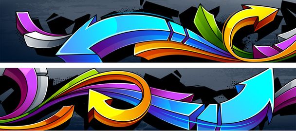 twee horizontale graffiti banners - Vector, afbeelding