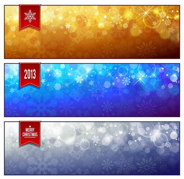 Set de banderas horizontales luminosas navideñas
 - Vector, imagen